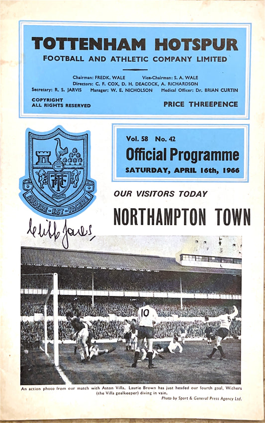 Tottenham Hotspur V Northampton Town 16/04/66 Signed By Cliff Jones